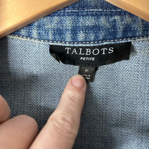 Talbots Classic Denim Jean Jacket Women’s Petite‎ Vintage Wash Blue - Picture 7 of 15